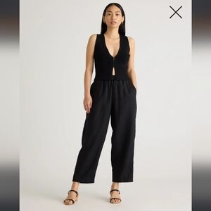 Quince Black Cropped Linen Pants